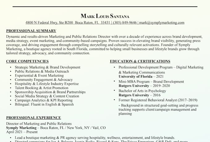 write and update resume